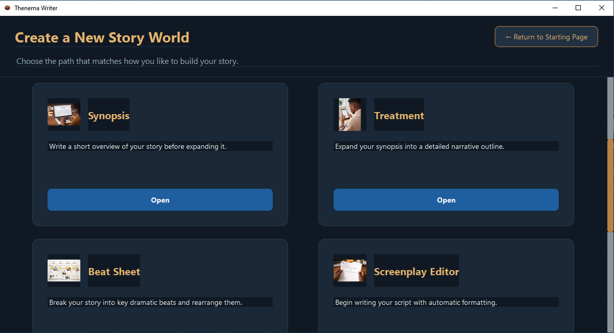 Thenema Writer World Builder screen showing character relationship maps, location databases, and timeline logic connected to a story universe.